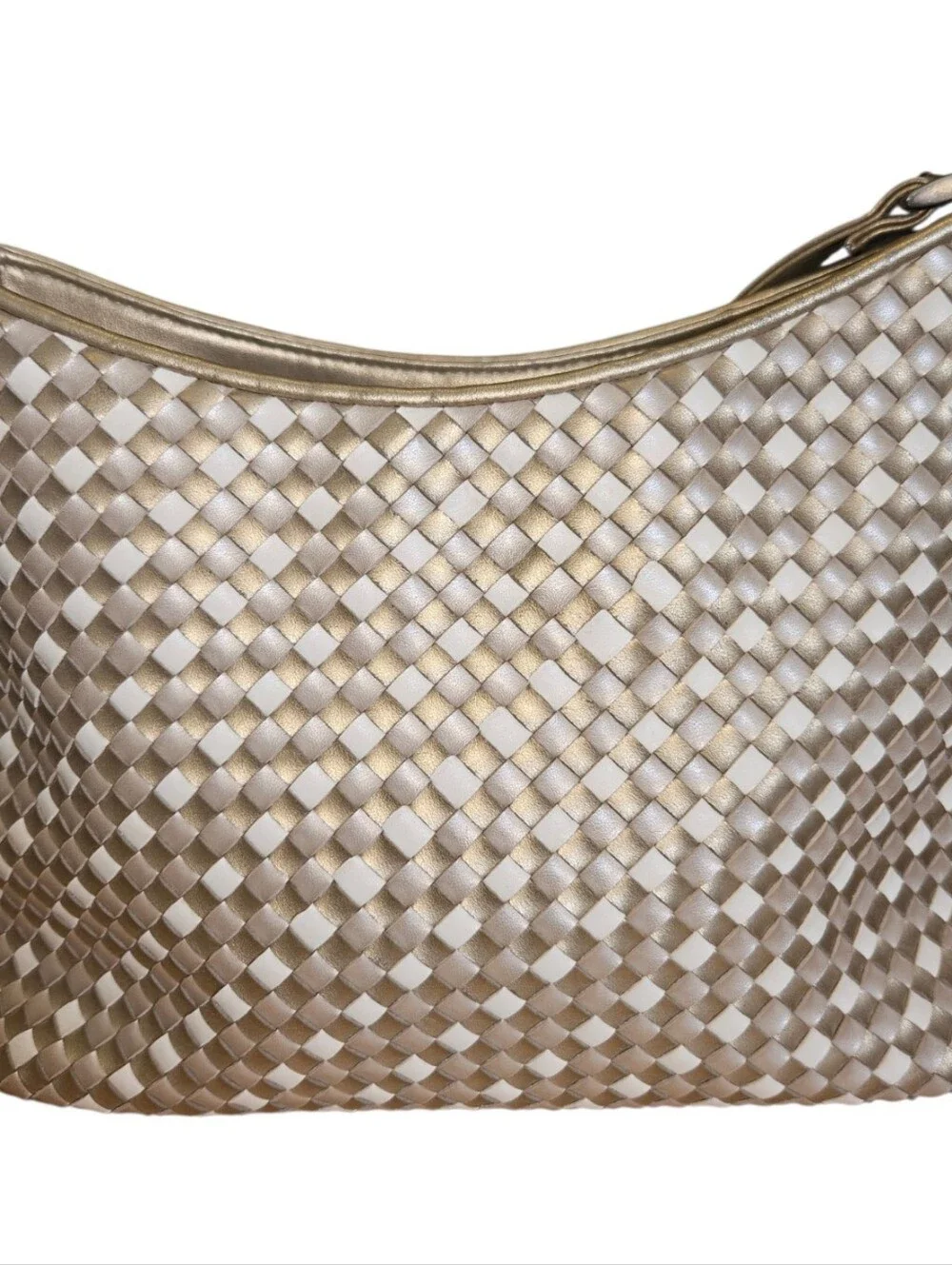 Worthington Metallic Gold & Ivory Woven Hobo Bag